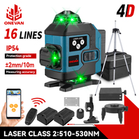 ONEVAN 16 Line 4D Laser Level Green Line Self-leveling 360 Horizontal Vertical Cross Light Measure Powerful Beam Laser Level