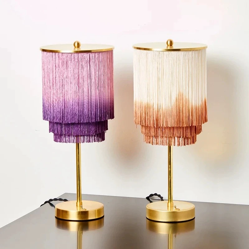 Light luxury tassel table lamp, postmodern simple bedside bedroom princess room personalized designer  decorative table lamp