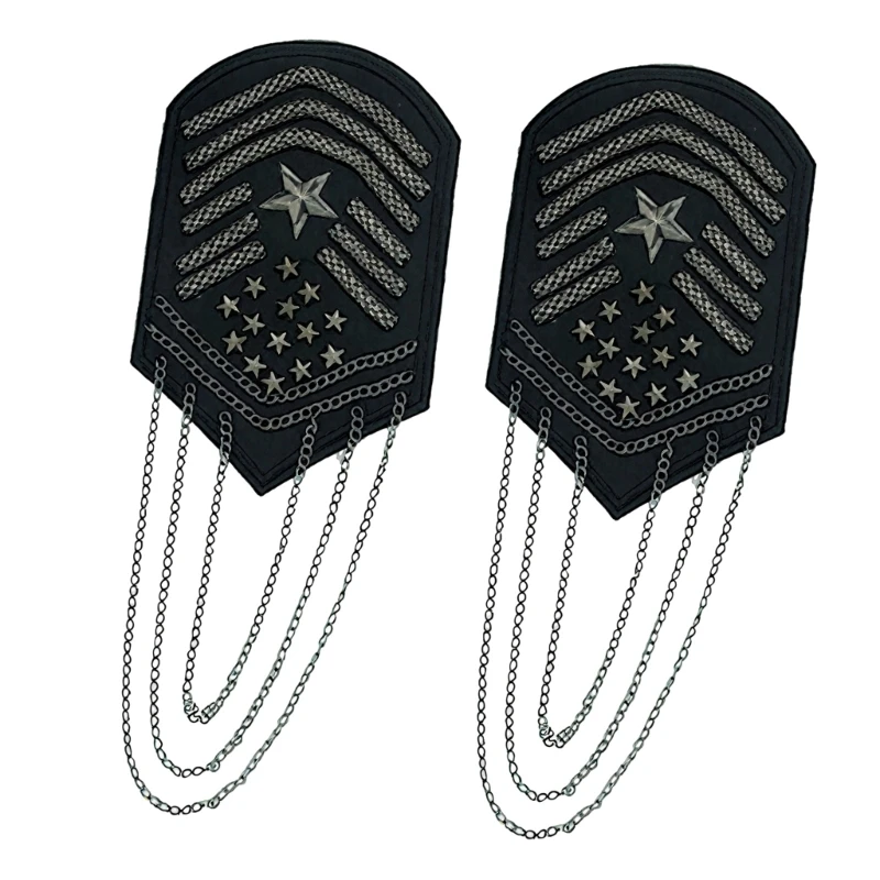 

573B Luxury Metal Chain Epaulet Decoration For Jacket Uniform And Party Outfit Styling