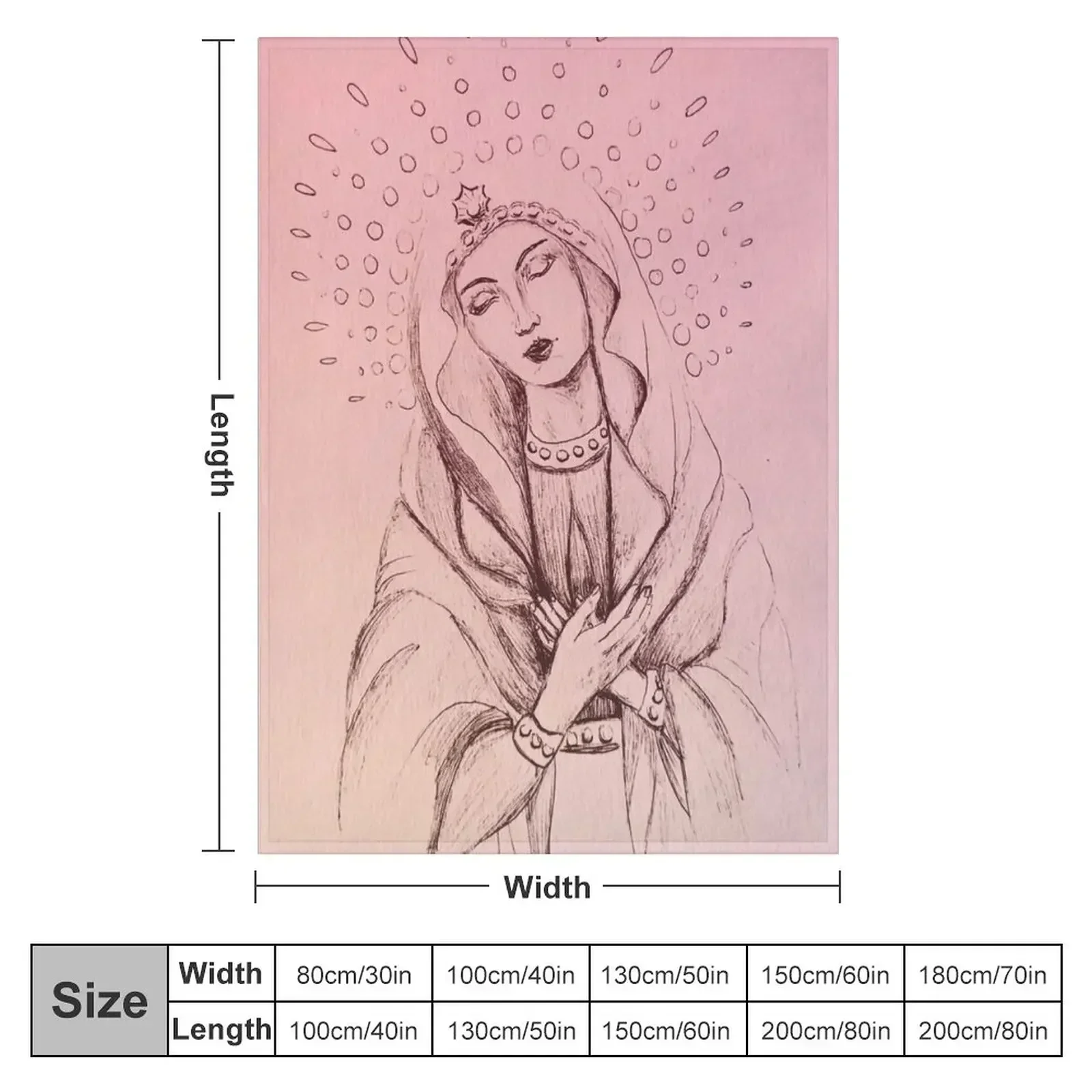 Mother Mary Heart in Pink Throw Blanket Soft Beds Weighted Camping Kid'S Blankets For Bed Furrys Blankets