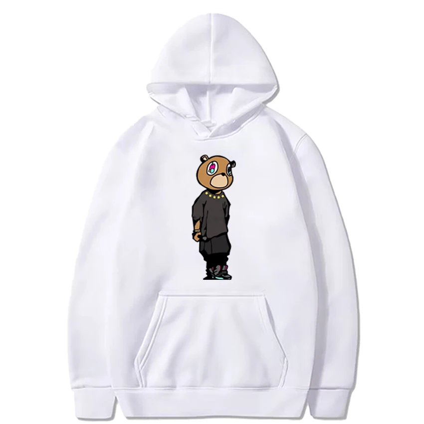 

Rapper KANYE WEST BEAR vintage Style Hoodie 2024 Men Women Hip Hop Hooded sweatshirts Fleece Unisex Long sleeve Pullover hoodies