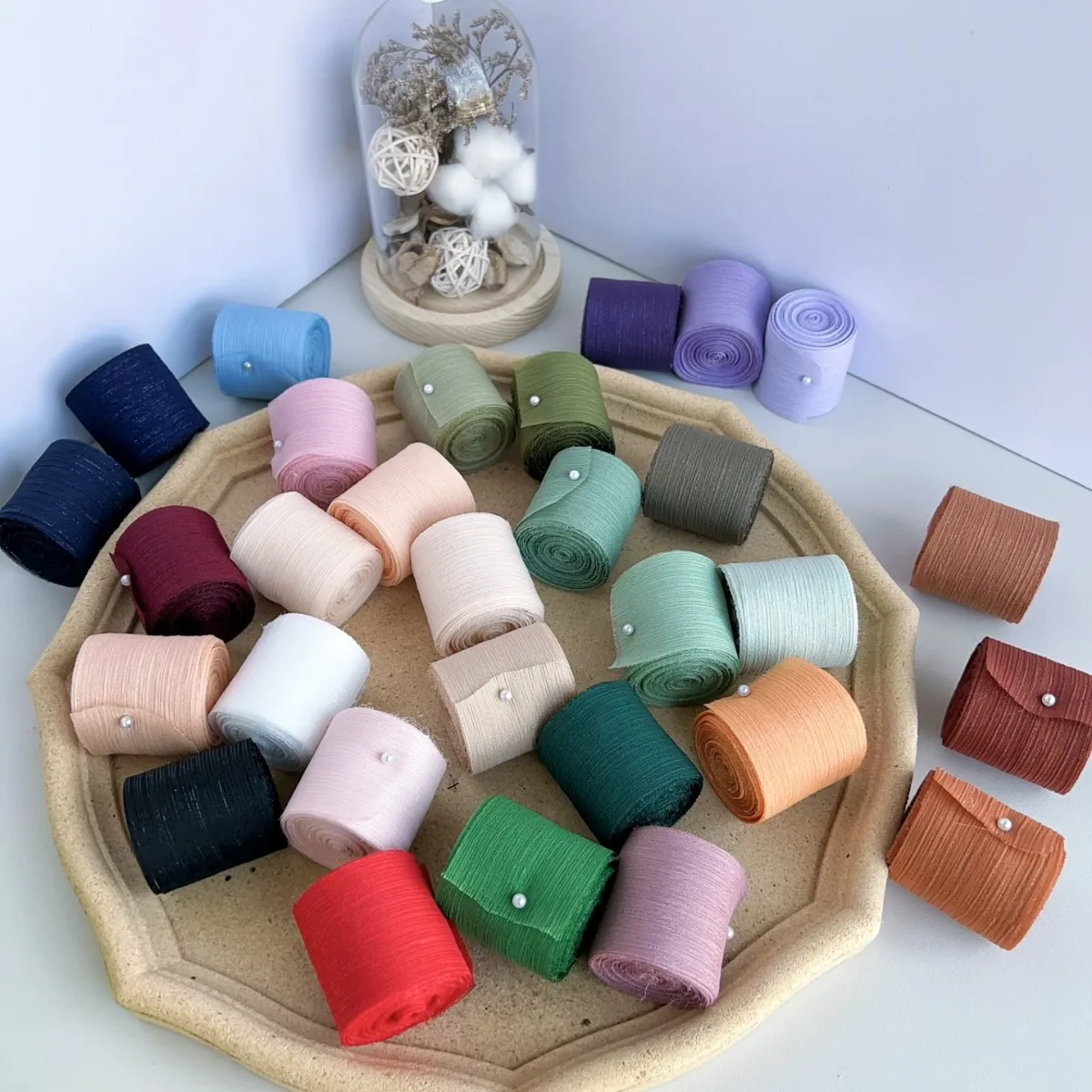 

4cmx5m Roll Chiffon Ruffled Mesh Ribbon Organza Satin for DIY Craft Gift Wrapping Decoration Wedding Bouquets Supplies