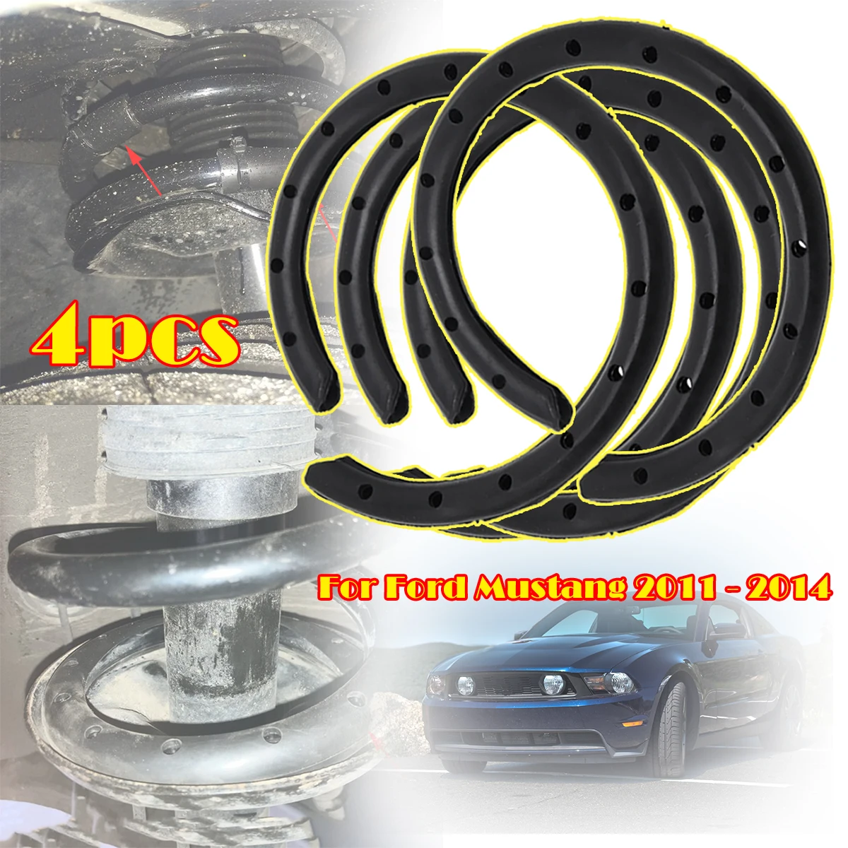 

4pcs For Ford Mustang 2011-2014 Car Coil Springs Shock Absorber Front Rear Lower Suspension Protector Assisters Spacers Sleeve