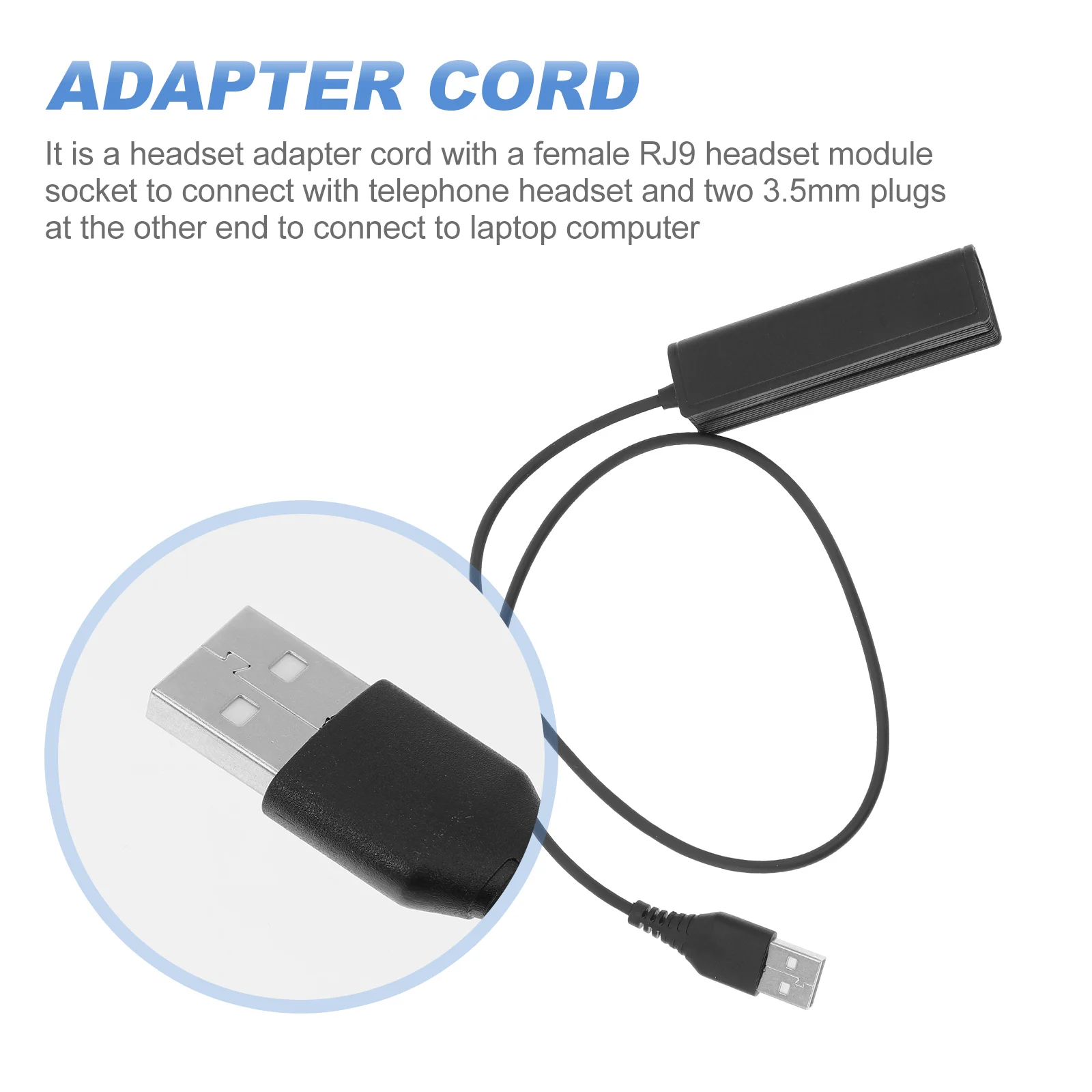 Adapter Cable Headphones Wireless Noise Cancelling Plastic Headset Converter Reduction RJ9 to USB Office Cord