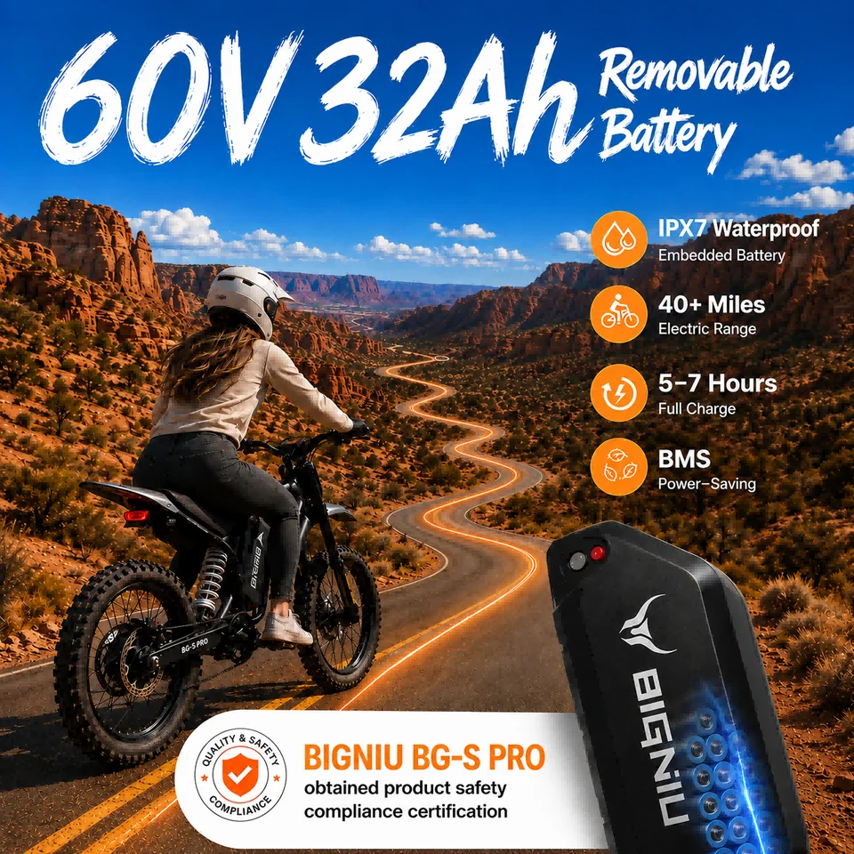 BIGNIU BG-SP 3000W Electric Bike for Adults, 60V Battery, Full Suspension High Performance E-Bike with Hydraulic Disc Brakes image 8