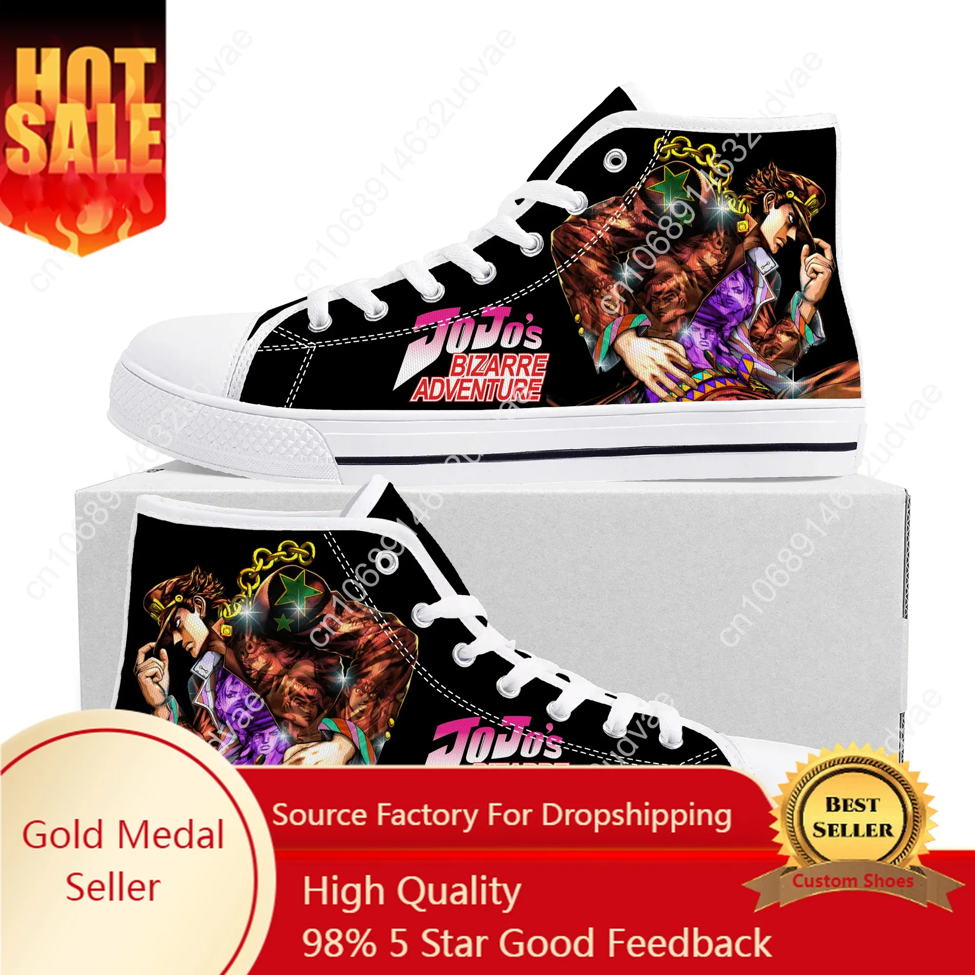 

Anime JoJos Bizarre Adventure High Top Sneakers High Quality Mens Womens Teenager Canvas Sneaker Casual Couple Shoes Custom Shoe