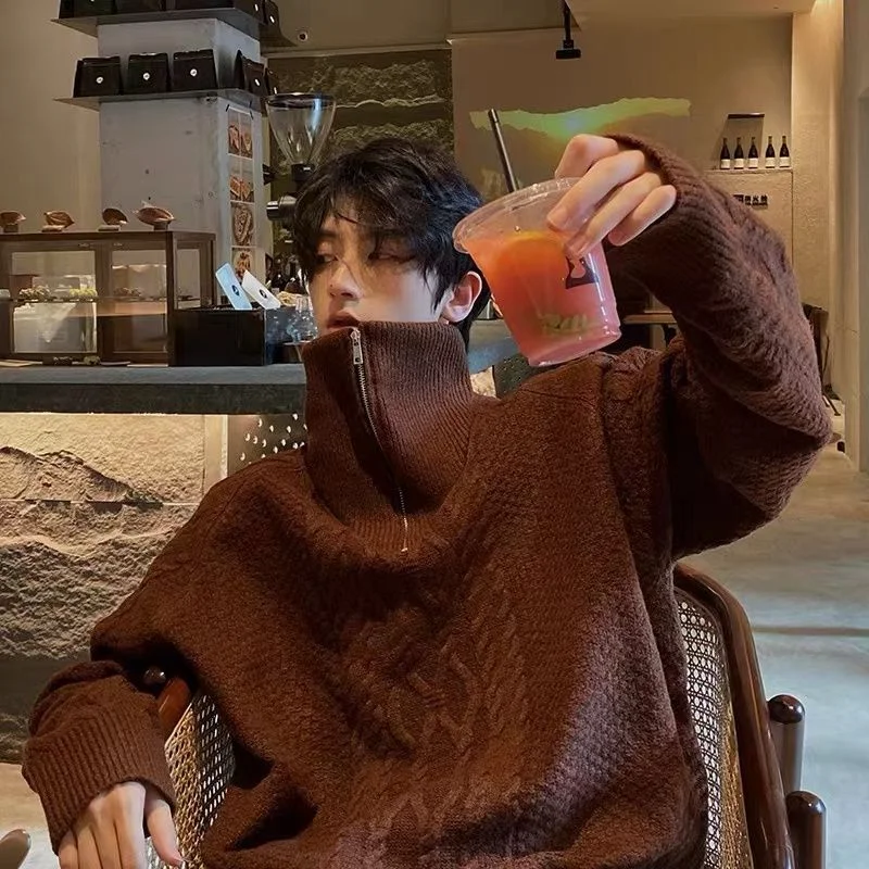 

Half-zip Sweater Men's Turtleneck High-end Lazy Fashion Jacket