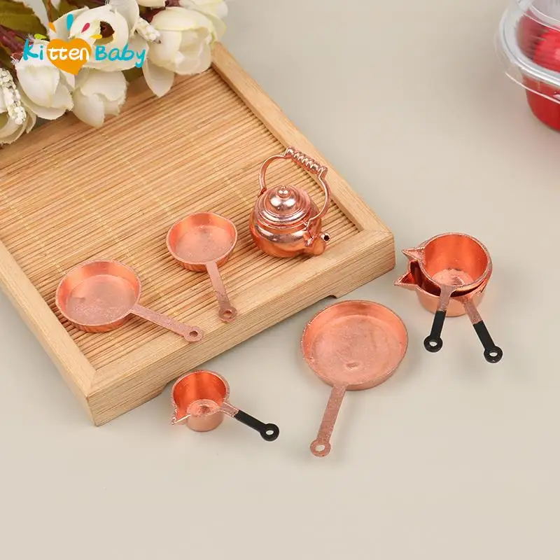 1 Set Dollhouse Mini Kitchen Cookware Pot Pan Cook Pretend Play Kids Kithcen Cooking Utensil Accessories Toy