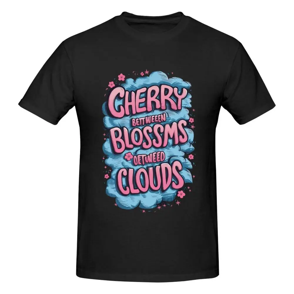 Creative Cherry Blossoms Between Clouds Printed Men's Short Sleeve T-Shirt  Tees High Quality 100%Cotton Short Sleeve