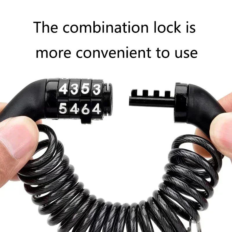 Motorcycle Bicycle Anti-Theft Chain 4-Digit Password Combination Helmet Lock Safety Portable Cable Lock Durable Wire Rope