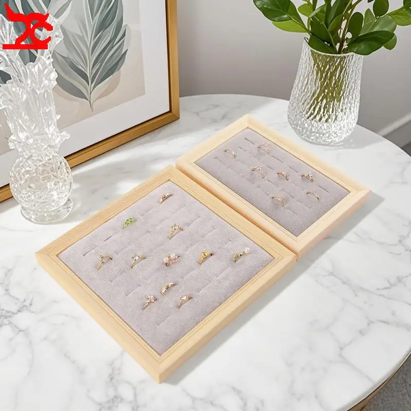 Solid Wood Ring Display Stand Picture Frame-Style Jewelry Holder 24 or 30 Ring Slots  Premium Velvet-Lined Ring Holder