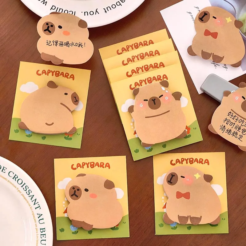 Imagem -03 - Creative Capybara Memo Pad Kawaii Animal Sticky Notes Etiqueta de Papelaria Planejador Notepad Etiqueta Post Material Escolar 40 Pcs por Lote