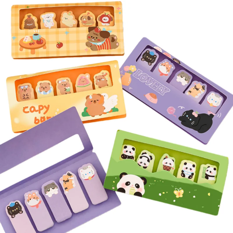 150/600 Lembar Stiker Indeks Kartun Catatan Tempel Lucu Label Kategori Perekat Diri Alat Tulis Belajar Siswa Memo Pad