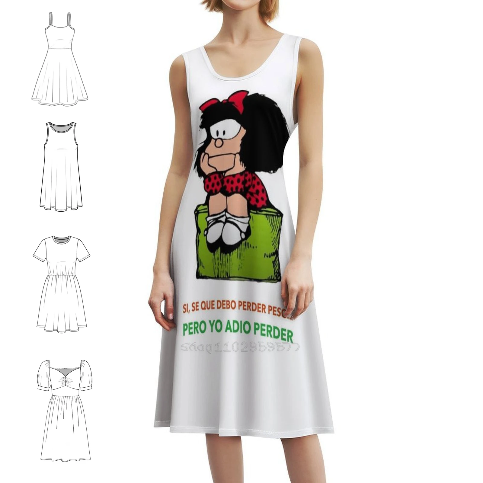 فستان مافالدا كوينو كوميكس المثير للإجازات للنساء على الشاطئ وحفلات أعياد الميلاد فستان قصير مافالدا كوينو مافالدا كوينو كاريكاتير للسهرات #1