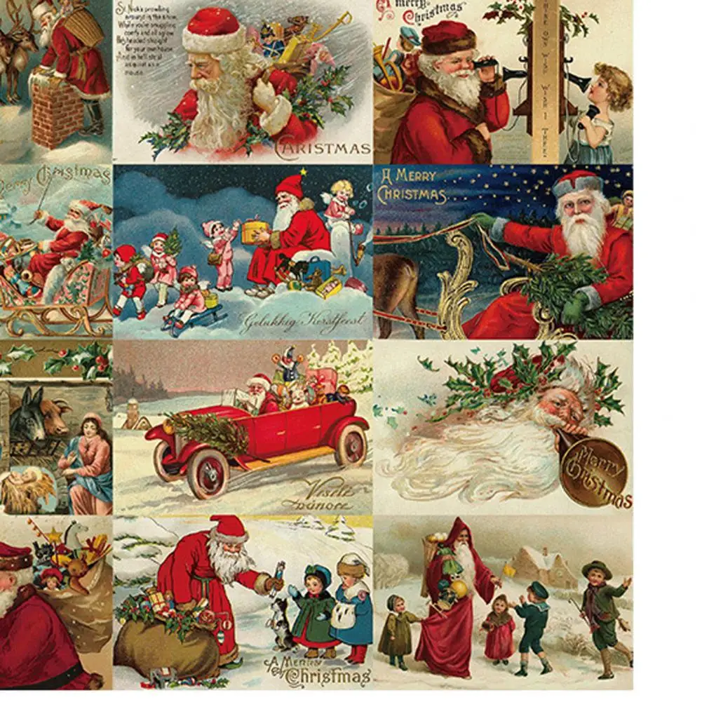 30Pcs biglietti di auguri di natale retrò illustrazioni Vintage cartoline di natale stampate cartoline regalo di babbo natale per amico