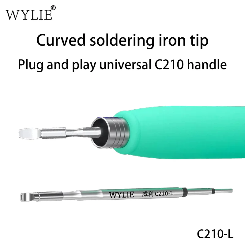 WYLIE C210-L Curved Soldering Iron Tip Precision Bent Replacement Head for C210 Soldering Station Phone PCB Repair
