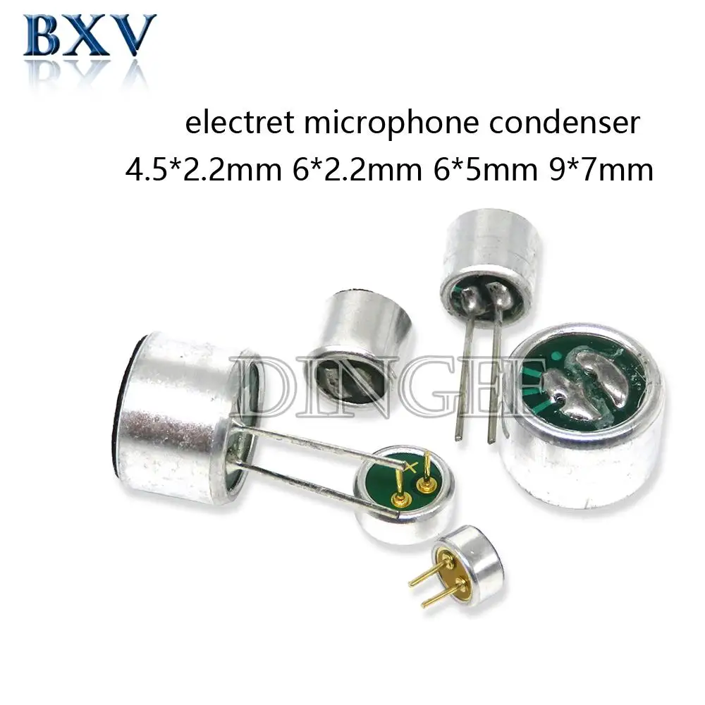 

10 шт. 4,5*2,2 мм 6*2,2 мм 6*5 мм 9*7 мм электрический микрофон конденсаторный микрофон 52 дБ 56 дБ с 2 контактами