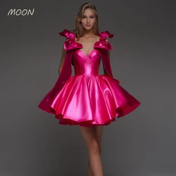 Moon Sweetheart Bow sleeveless skirt Pleated satin backless cocktail ball dress Girl graduation party formal evening dress