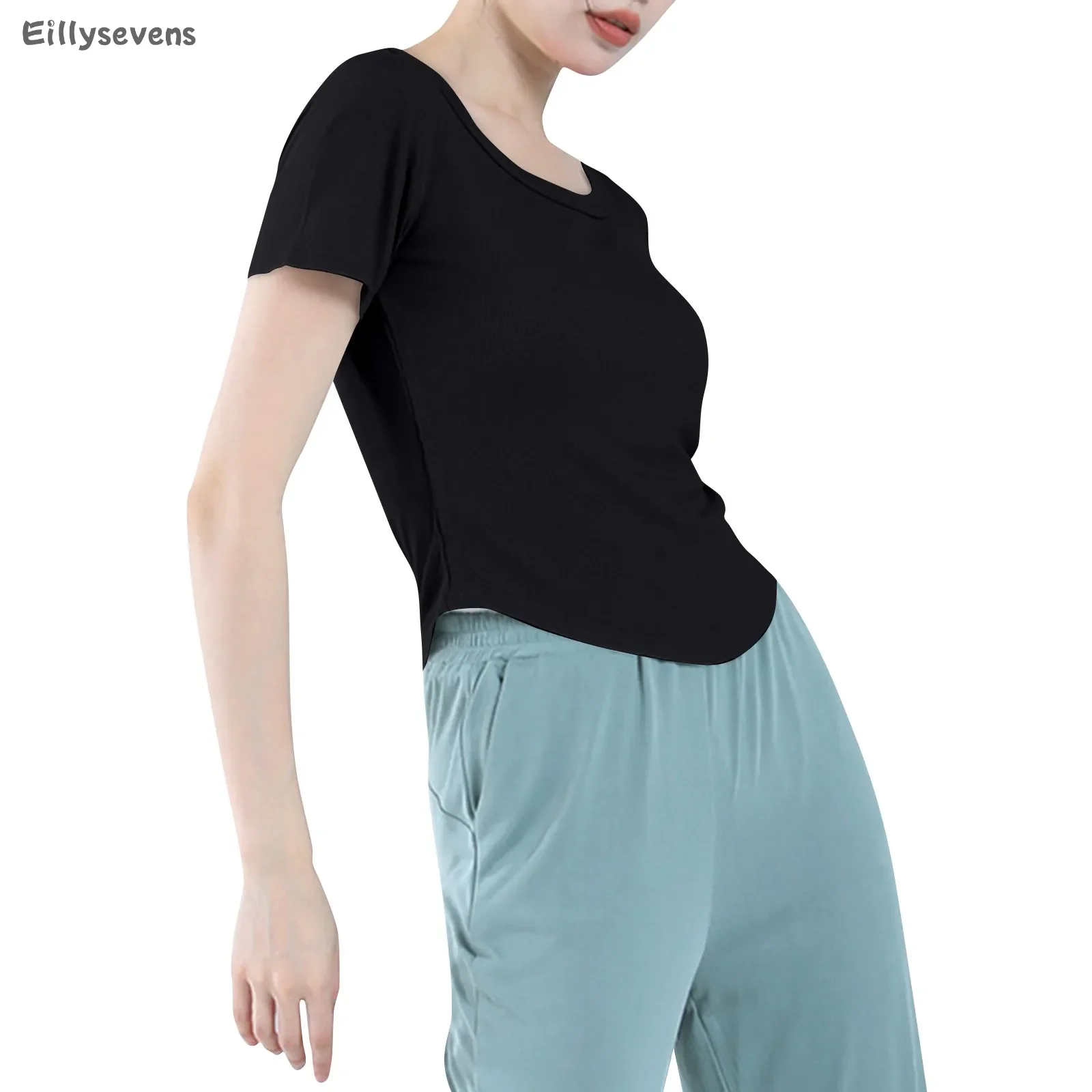 Women Short slim fit top Jazz Practice Basic Training Clothes For Sports Inner Outer Wear Slimming Short Sleeves ropa de mujer