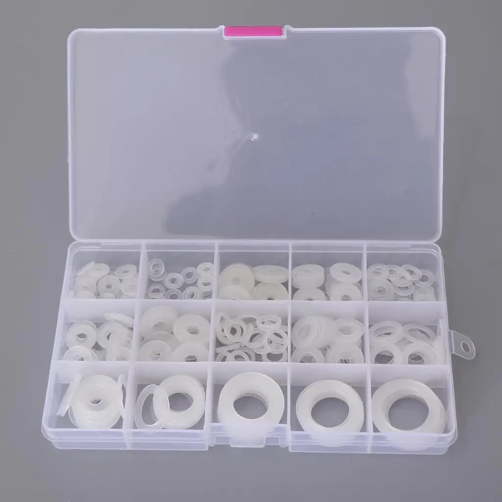 [250PCS] White Nylon Washer O Ring Assortment Hydraulic Plumbing Gasket Seal Set