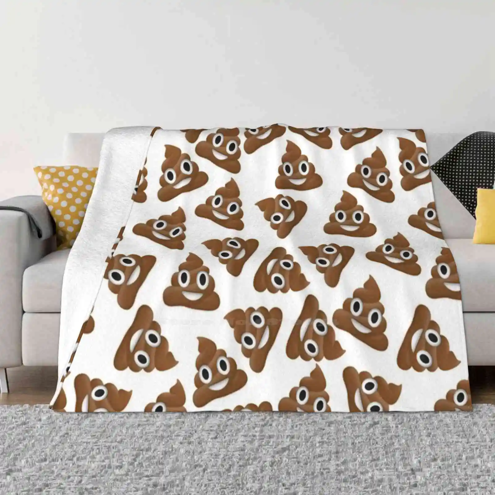 Pile Of Poo Poop Pattern Fashion Soft Warm Throw Blanket Poop Patter Pile Of Poo Pattern Smiling Poop Poo Face