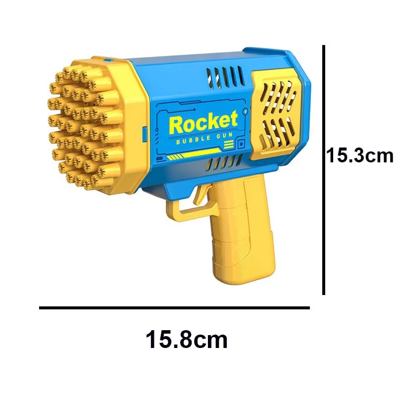 Pistola de burbujas de cohete eléctrica, máquina de burbujas de juguete, soplador de jabón automático, juegos de fiesta al aire libre, regalo para niños, 40 agujeros, nuevo, Verano