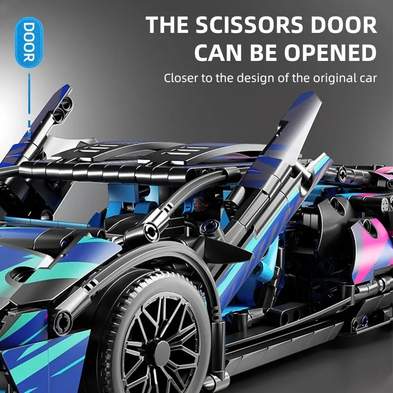 TOY LINX 1:14 Scale Cyberpunk Racing Car RC Model Kit DIY Building Block Creative Gift Designed for Car Enthusiasts & & Builders