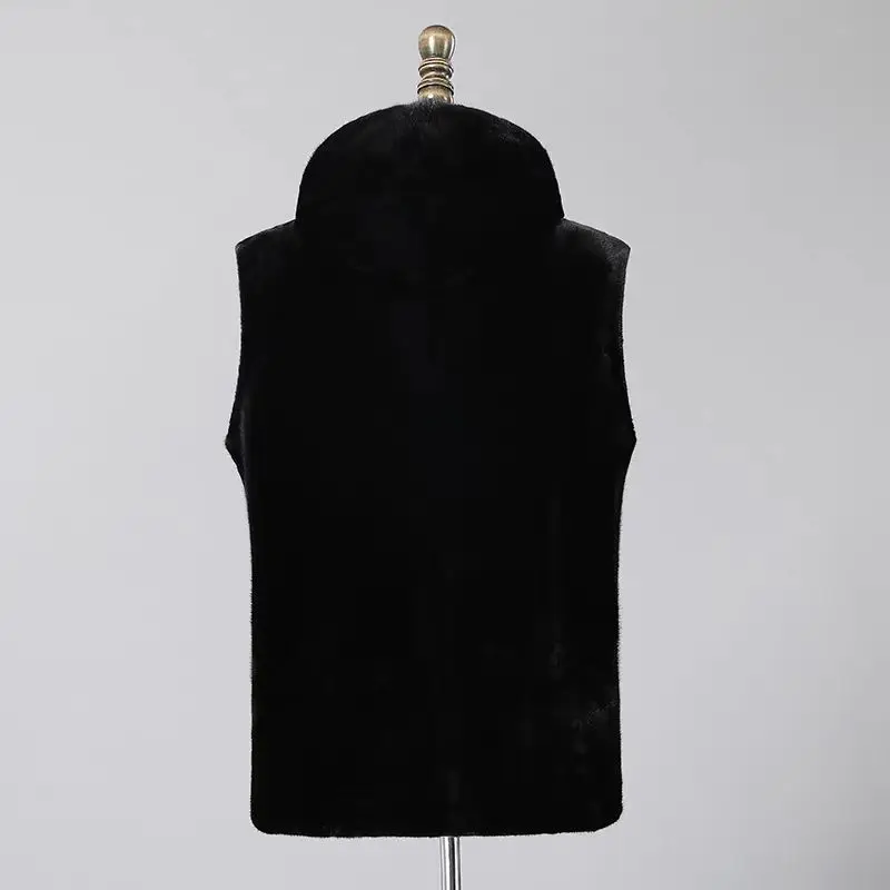 Men's Sleeveless Hooded Jacket, Synthetic Leather Warm Thermal Vest, Fleece Flannel Coat, Sponge Polar Vest for Autumn 2025