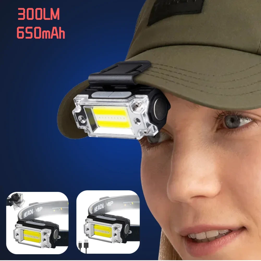 300LM LED Head Torch USB Charging IPX4 Waterproof Smart Head Flashlight 3 LEDs Motion Sensor for Outdoor Camping Fishing Running