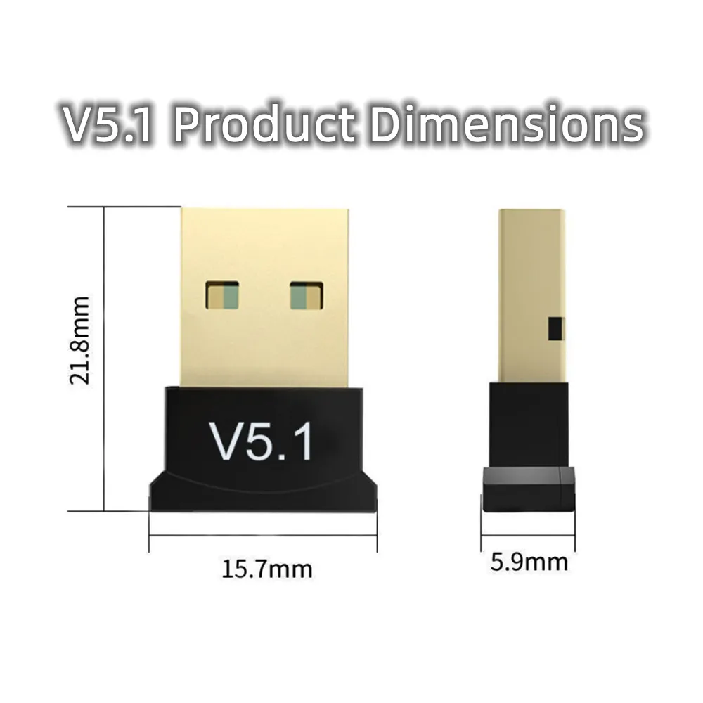 Bluetooth 5.1 USB-adapter voor pc-laptop - Zenderontvanger Bluetooth Dongle Draagbare draadloze MINI USB Bluetooth 5.1-adapter