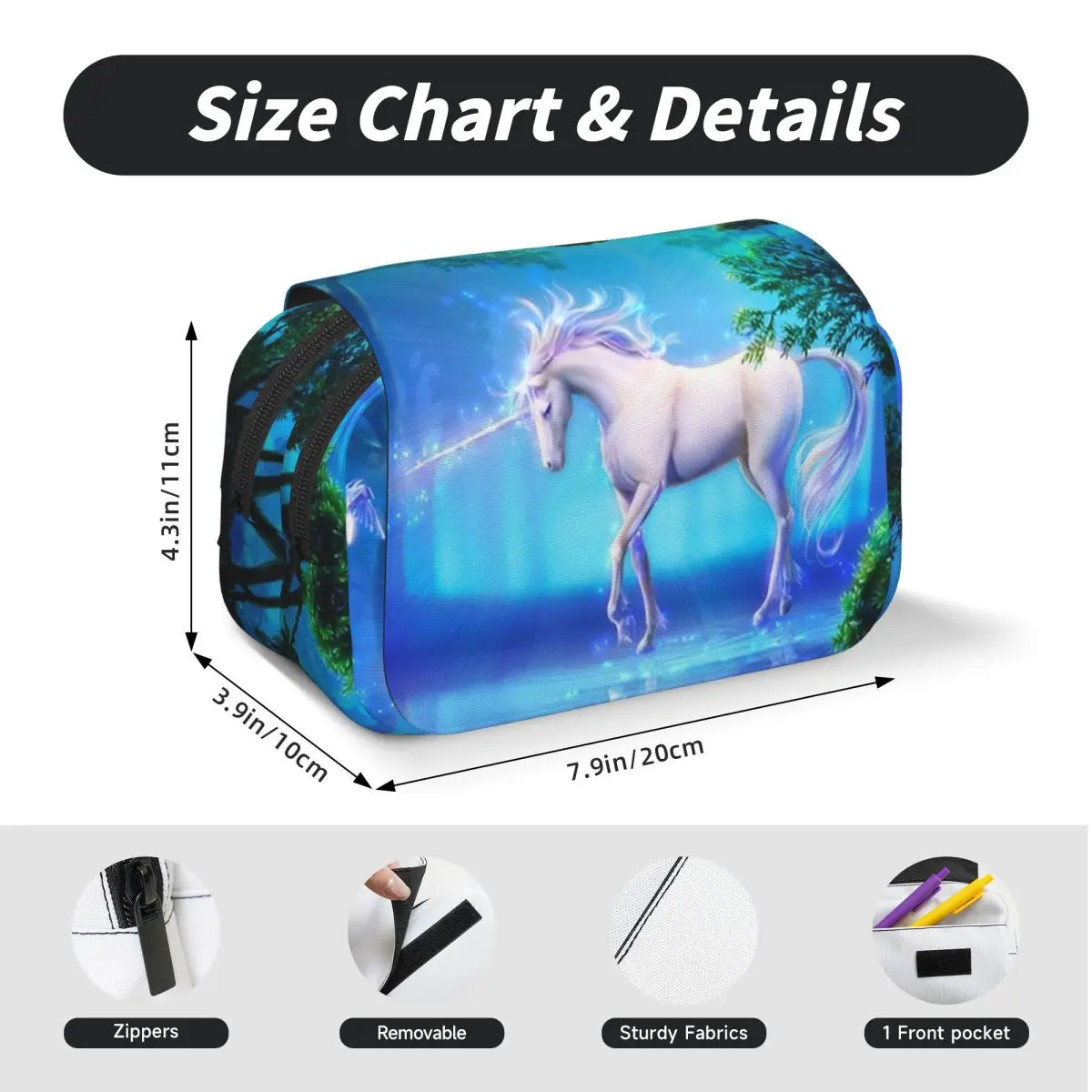 Unicorn Pencil Case for Boys Girls School Pen Box Pencil Bag Stationery Supplies Pen Holder Bag view 3
