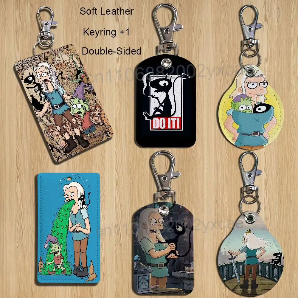 

Creation Bean Disenchantment Rectangle ID Card Case Keychain Access Card Bag Key Tag Ring Leather Card Holder Key Ring Access