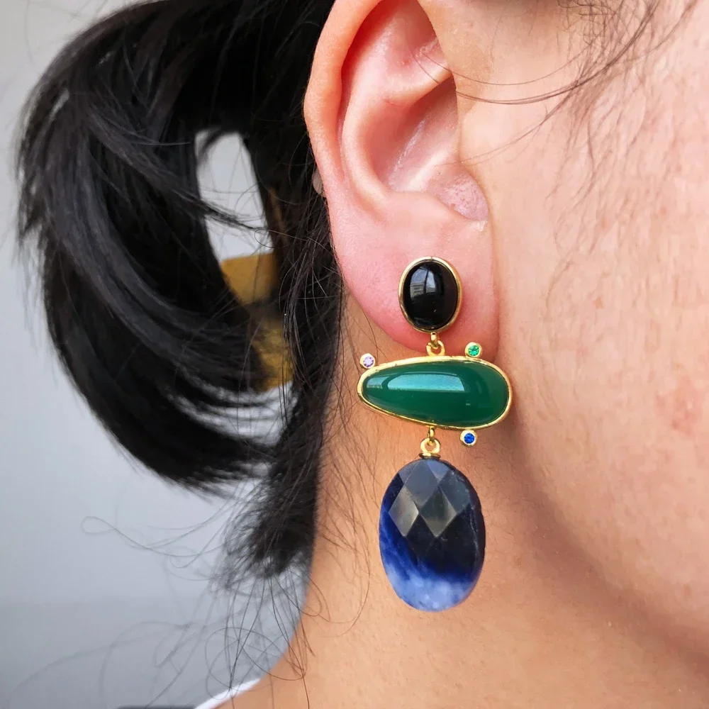

Soramoore New Original Blue Stone Earrings Full Cubic Zirconia for Women Wedding Cute Summer Trendy Earrings High Quality