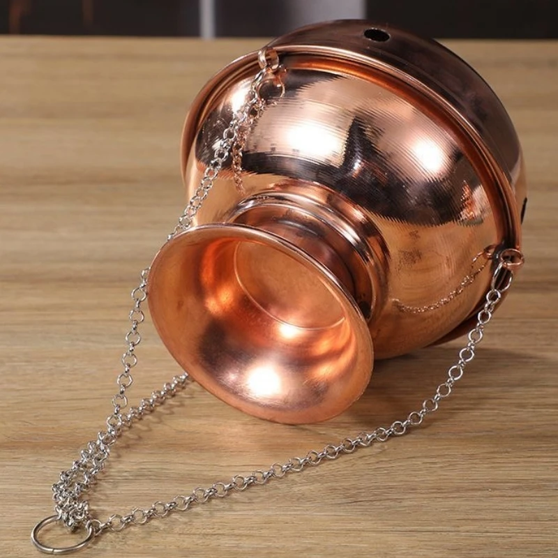 Multifunctional Hanging Incense Burner Red Copper Engraved Stupa Aromatherapy Stove Meditation Smoke Furnace Altars Decorative