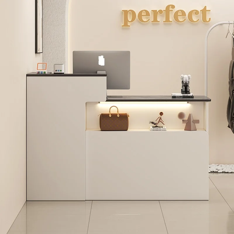 custom.Modern Simple Beauty Salon Reception Desks Company Front Desk Office Furniture Clothing Store Barber Shop Cashier Counter