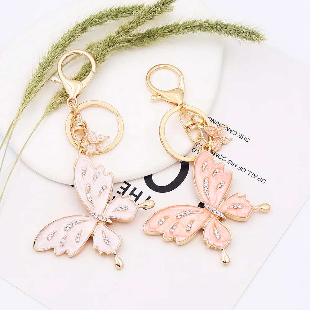 Fashion Creative Rhinestone Butterfly Perfume Keychain Hip Hop Cuban Necklace No. 5 Pendant for Women Elegant Holiday Jewelry