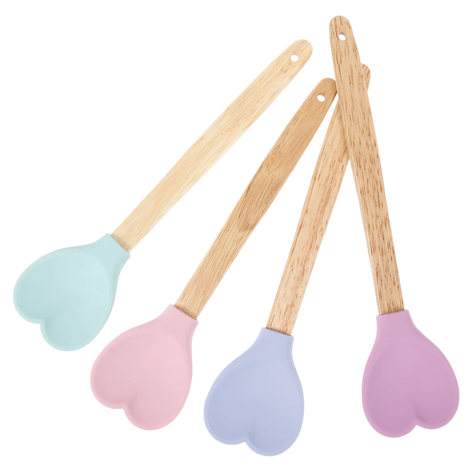 

4 Pcs Heart Shaped Mixing Spoon Kitchen Soup Pink Appliances Tablespoon Supply Wood Household Cooking Silicone Spoons Ladle