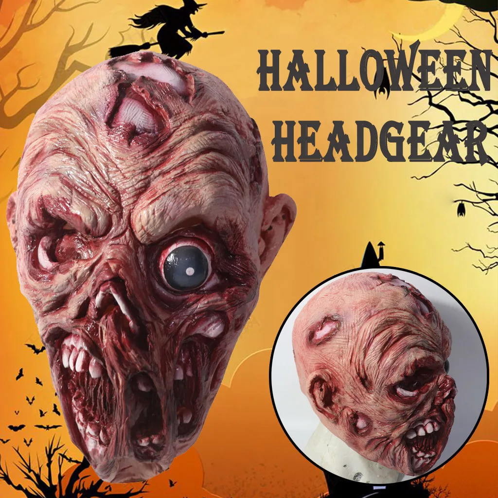 Halloween Cosplay Masken Kopf bedeckung Party beängstigend Silikon Falten Frau Mann Gesicht Horror Teufel Neuheit Kopf liefert Maske