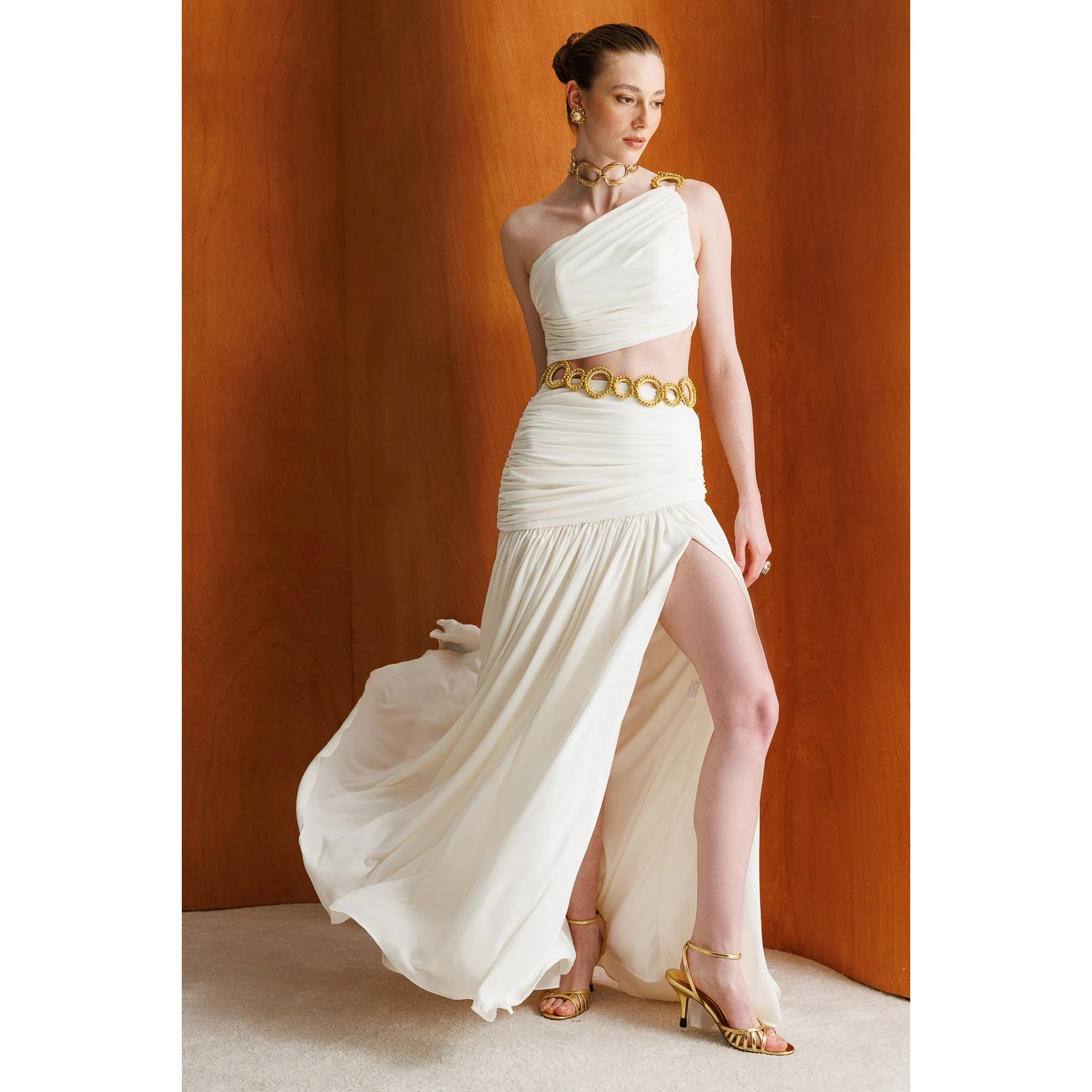 

Sexy Hollow out White Gown Women's Casual Lace Dress Comfortable Shoulderless Long Evening Dress for Performance And Party