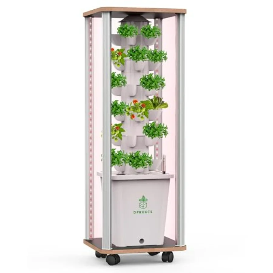 Hydroponic Tower Growing System for indoor leafy greens and herbs 30-pod vertical garden with 360 full-spectrum lights and auto