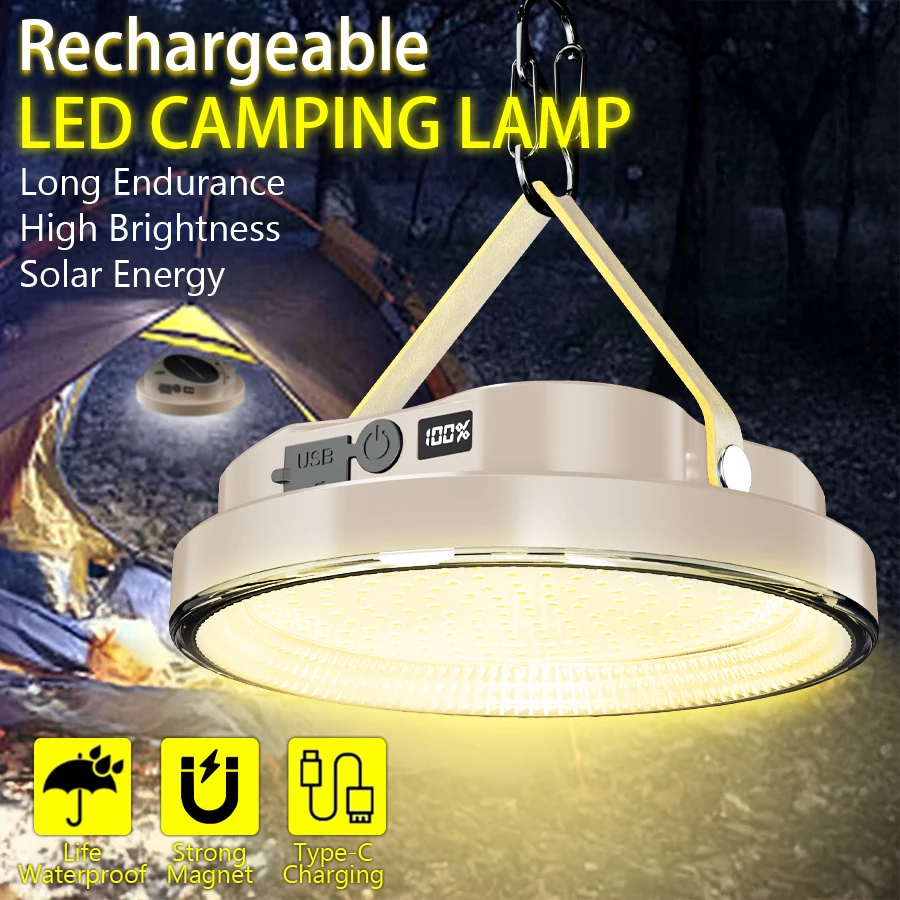 10400MAH Solar LED Camping Light Multifunctional Usb Rechargeable Lights Lantern for Outdoor Night Fishing Emergency Lamp Torch