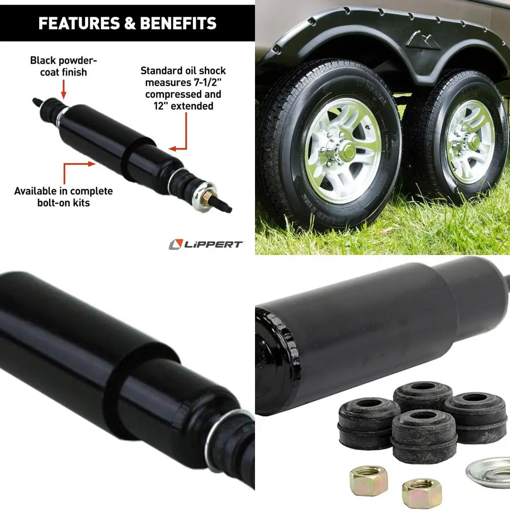 

Сменный стандартный амортизатор Lippert для системы подвески прицепа на колесах, размеры 7-1/2 дюйма, удлиненный, 12 дюймов, с болтом, один за