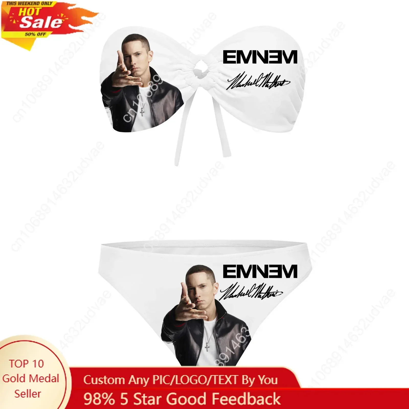 Eminem Strapless Swimsuit Womens Bathing Suits Personalized Fashion Swimwear Pool Party Sexy Bikini Customize Beachwear