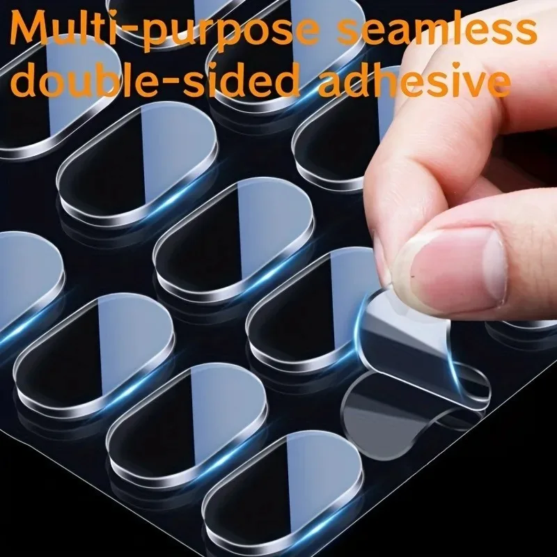 60/32Pcs Clear Dot-Grip Acrylic Double-Sided Tape - Extra Strong Nano Adhesive Mounting Strips (Oval/Rectangle Shape)