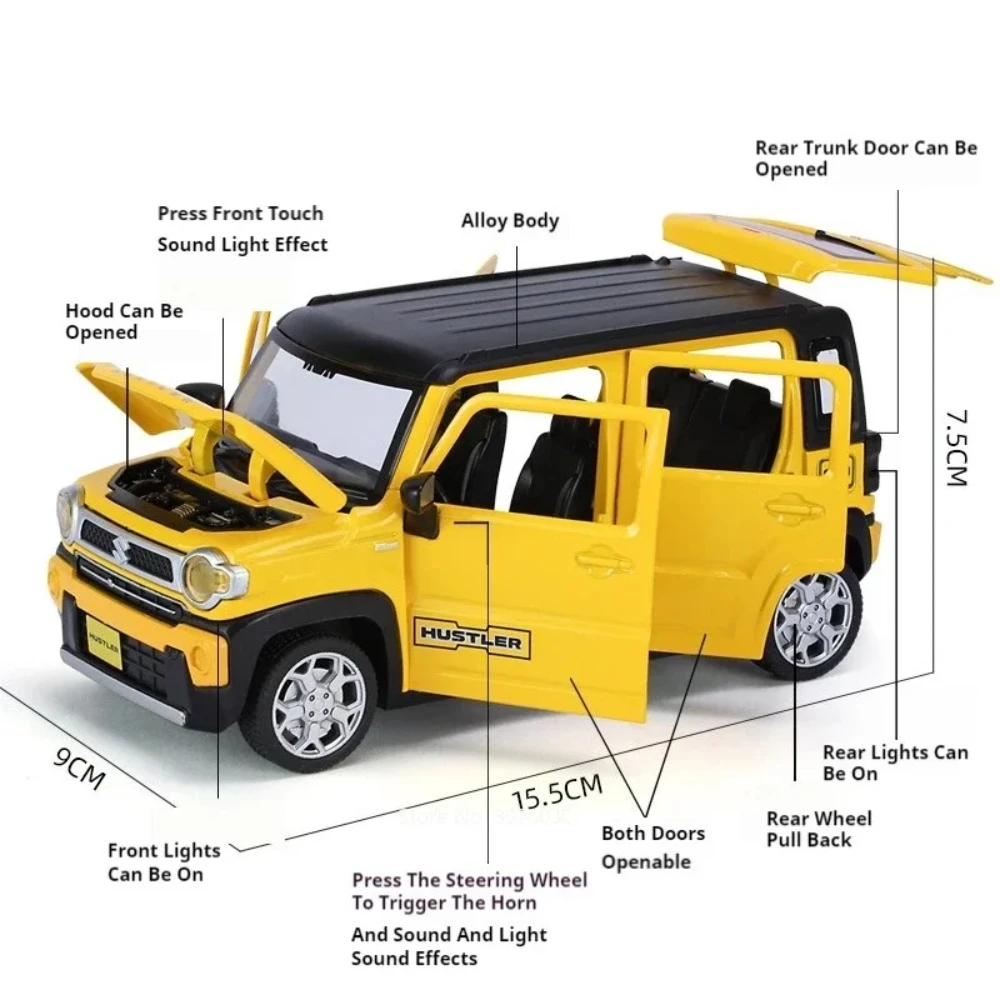 Schaal 1:22 HiPhi X Suzuki Hustler Automodel Speelgoed Geluid Licht Trek Legering Diecast Voertuigen Modellen Decoratie Verjaardagscadeau