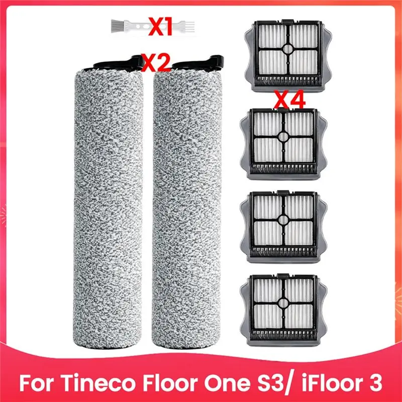 A04G-7PCS Vacuum Cleaner Roller Brush And Filter Accessories Kit For Tineco Ifloor 3 Floor One S3 Vacuum Cleaner Replacement