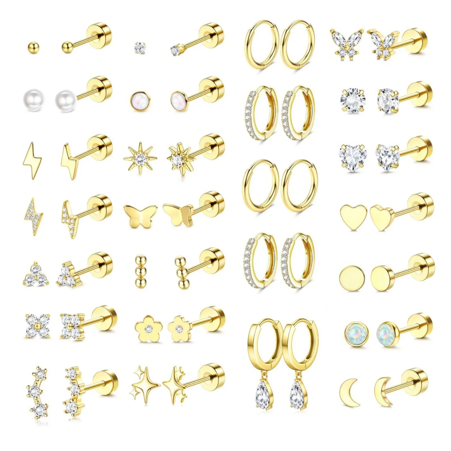 Drperfect boucles d'oreilles créoles à dos plat pour femmes boucles d'oreilles de Cartilage en acier chirurgical conque Tragus Helix Piercing bijoux 1 paire