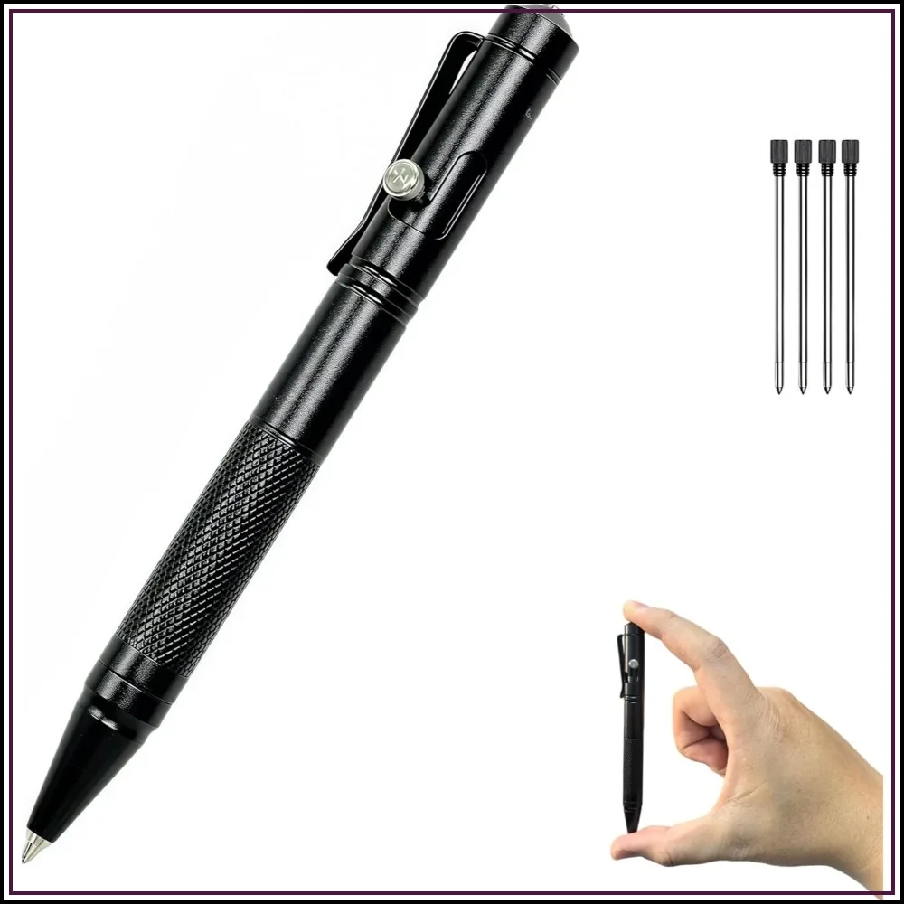 

Mini Bolt Action Pen Set, Ultra-Light EDC Tactical Pen, Aluminum Alloy with 4 Refills