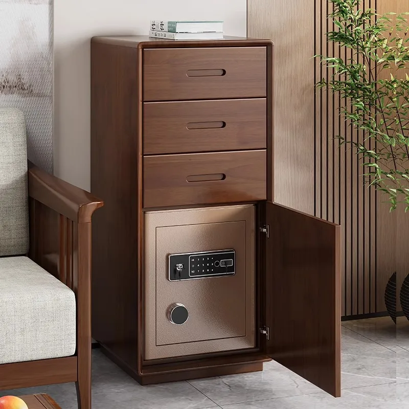 Solid wood bedside table, safe, integrated simple safe, bedroom invisible smart bedside locker