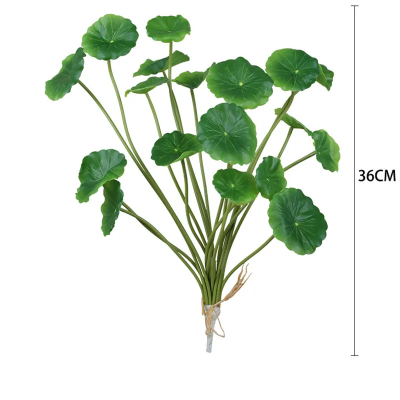 18 piezas de hojas de Begonia simuladas plantas verdes pequeñas hojas de loto monedas de cobre Cordyceps de hierba bonsái pequeño al por mayor